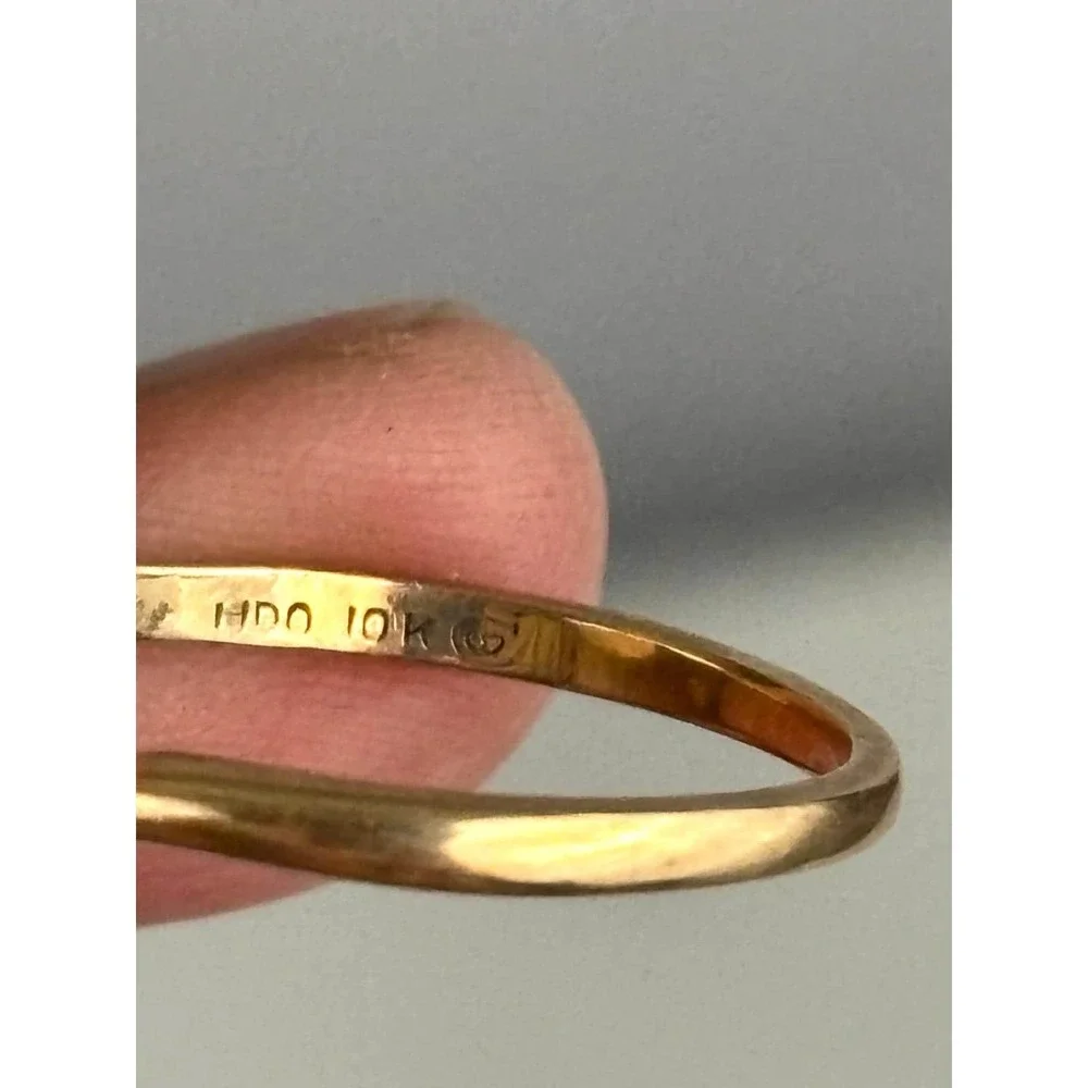Vintage 10K Gold Pearl Ring Minimalist Modernist‎ Bypass Size 6